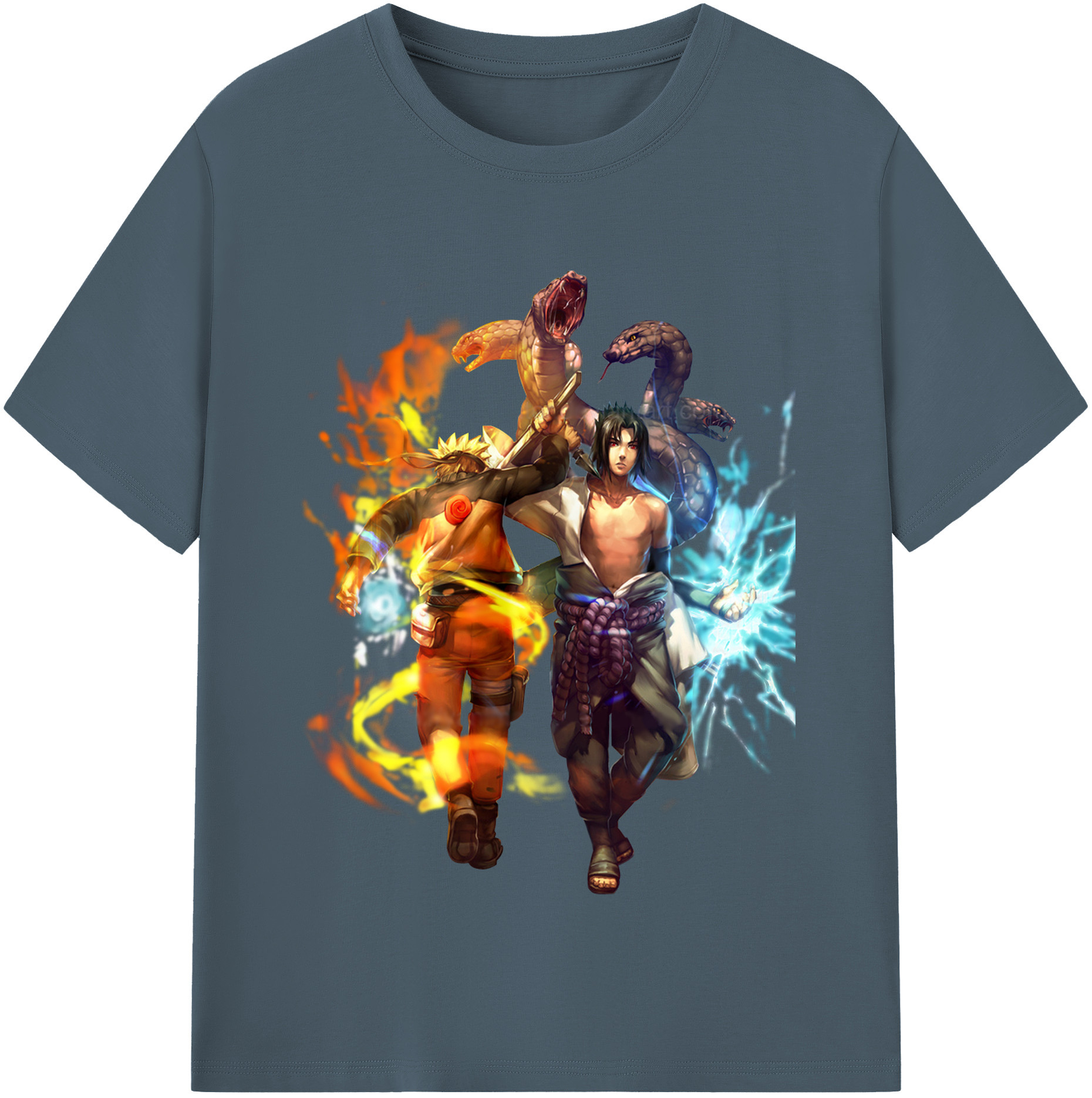 （画像用） NARUTO -ナルト- うちは サスケ Uchiha Sasuke 綿100％半袖Tシャツ（フロントプリント）